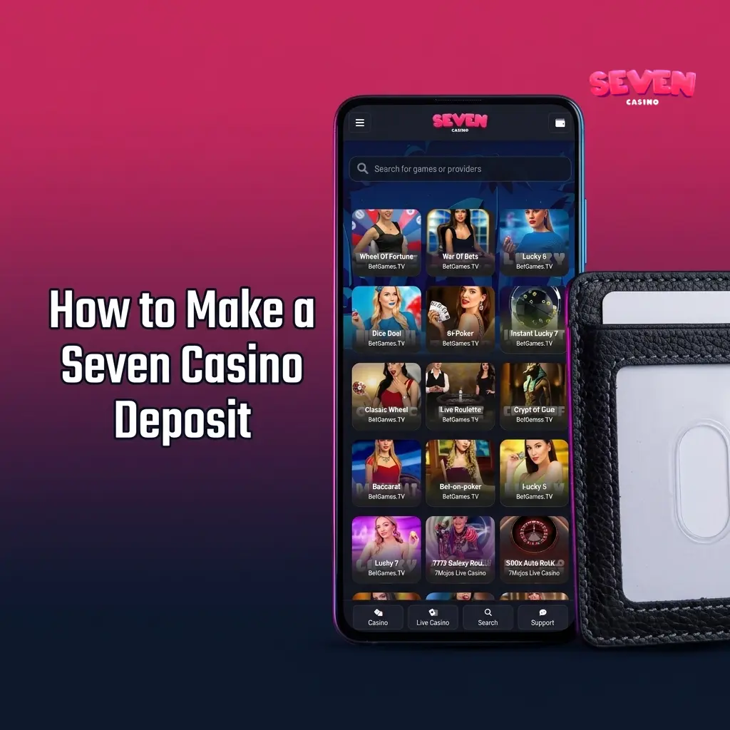 Step-by-step guide showing how to make a deposit at Seven Casino via the Cashier section in GBP