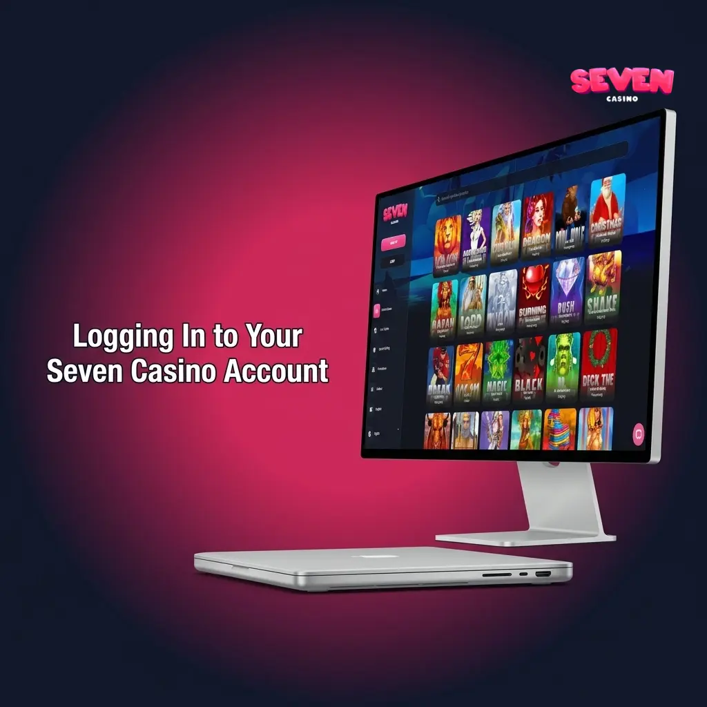 Seven Casino login page showing sign-in steps, password recovery options, and account access instructions for registered players