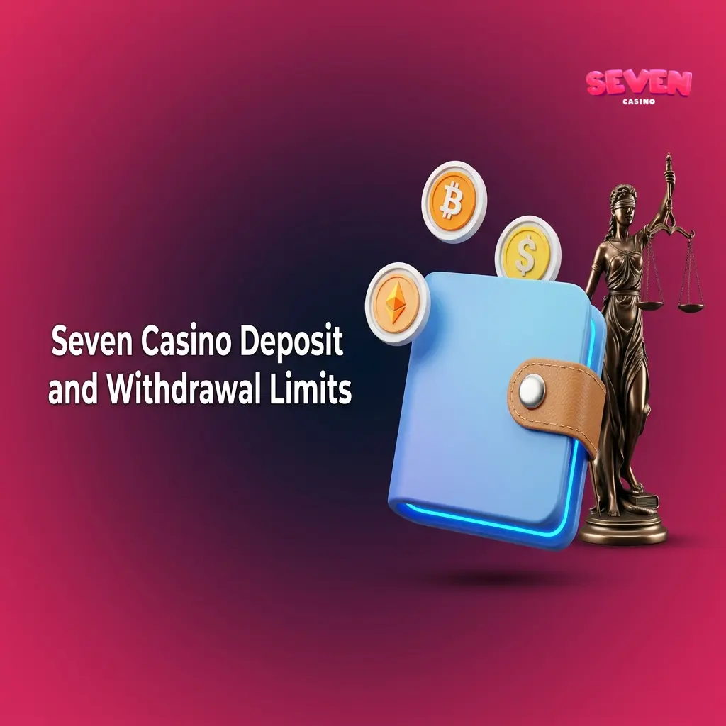 Seven Casino deposit and withdrawal limits overview showing min and max transaction amounts for Visa, Mastercard and crypto