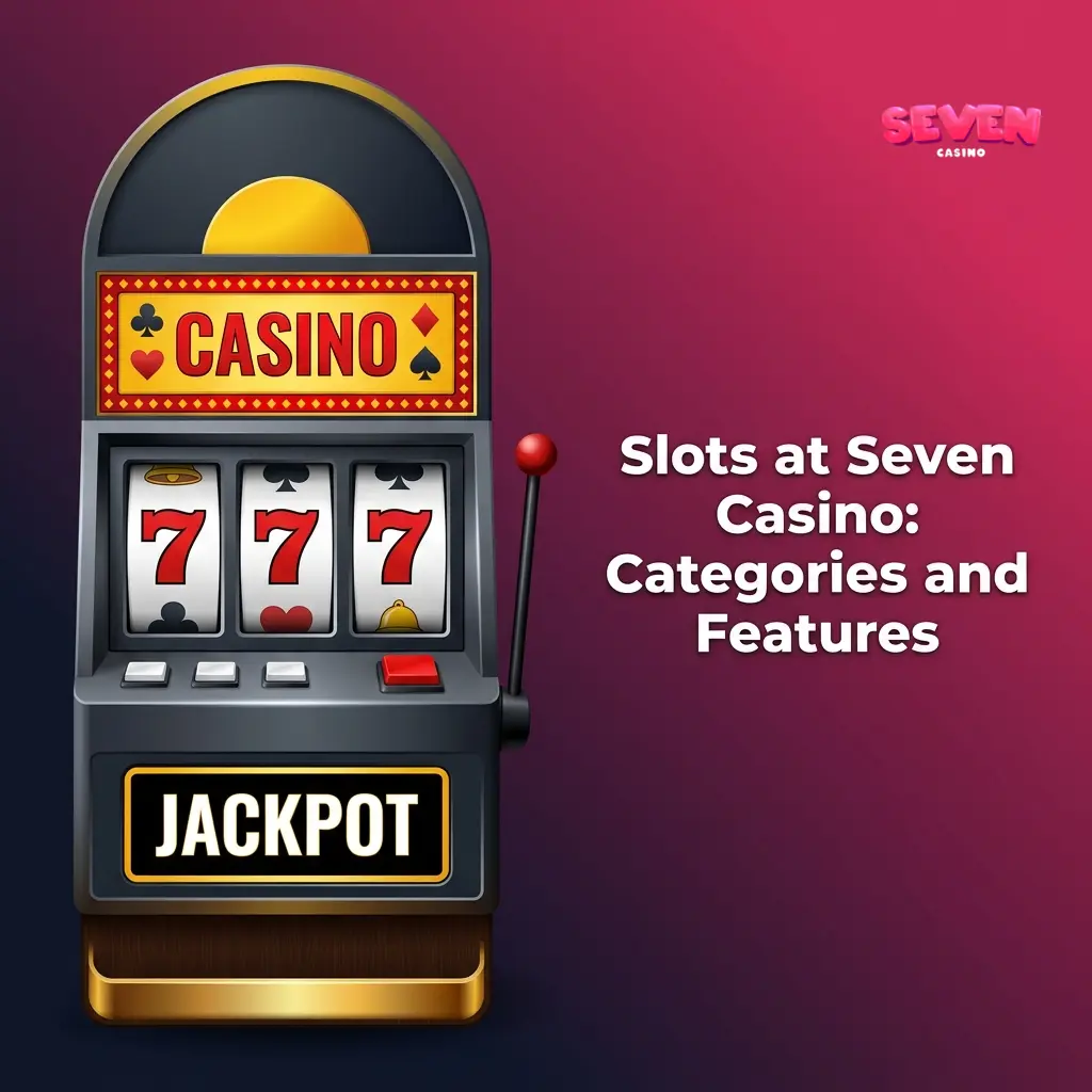 Slot categories at Seven Casino including classic reels, Megaways, 3D video slots, and progressive jackpots